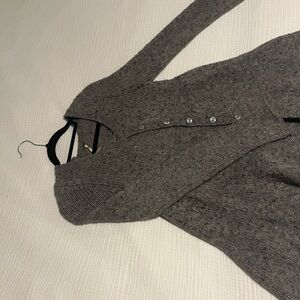Gray Knit Button-Up Sweater